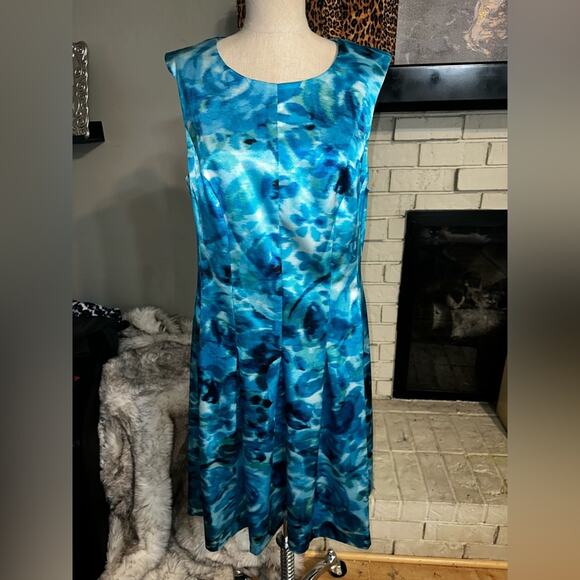 CONNECTED APPAREL Shades of Blue Dress Size 12 New - Picture 1 of 10